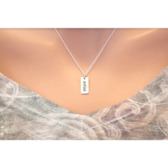 Sterling Silver Artist Word Charm Necklace - Picture 2 of 3